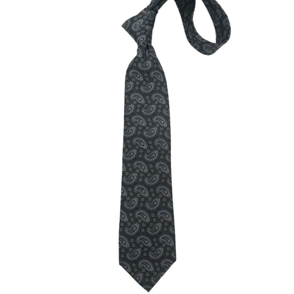 Tom James‎ Executive Collection Paisley Silk Tie Gray Patterned Necktie